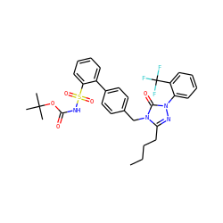 CCCCc1nn(-c2ccccc2C(F)(F)F)c(=O)n1Cc1ccc(-c2ccccc2S(=O)(=O)NC(=O)OC(C)(C)C)cc1 ZINC000004380581