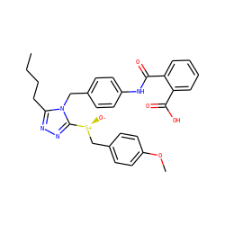 CCCCc1nnc([S@@+]([O-])Cc2ccc(OC)cc2)n1Cc1ccc(NC(=O)c2ccccc2C(=O)O)cc1 ZINC000027708180