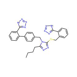 CCCCc1nnc(SCc2ccccc2-c2nnn[nH]2)n1Cc1ccc(-c2ccccc2-c2nnn[nH]2)cc1 ZINC000027655938