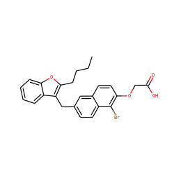 CCCCc1oc2ccccc2c1Cc1ccc2c(Br)c(OCC(=O)O)ccc2c1 ZINC000013806818