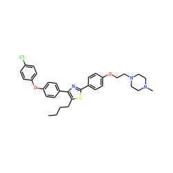 CCCCc1sc(-c2ccc(OCCN3CCN(C)CC3)cc2)nc1-c1ccc(Oc2ccc(Cl)cc2)cc1 ZINC000095559986