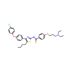 CCCCc1sc(NC(=O)c2ccc(OCCCN(CC)CC)cc2)nc1-c1ccc(Oc2ccc(Cl)cc2)cc1 ZINC000095559368