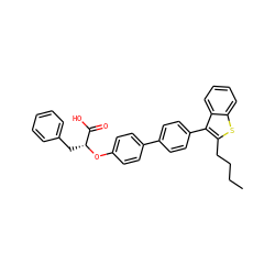 CCCCc1sc2ccccc2c1-c1ccc(-c2ccc(O[C@H](Cc3ccccc3)C(=O)O)cc2)cc1 ZINC000013806762