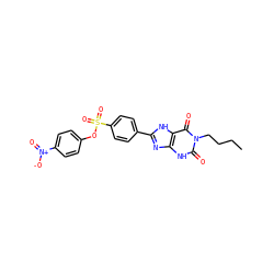 CCCCn1c(=O)[nH]c2nc(-c3ccc(S(=O)(=O)Oc4ccc([N+](=O)[O-])cc4)cc3)[nH]c2c1=O ZINC000013559501