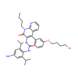CCCCn1c(=O)c(NC(=O)Nc2c(C(C)C)cc(N)cc2C(C)C)c(-c2cccc(OCCCCO)c2)c2cccnc21 ZINC000028565555