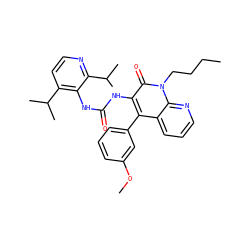 CCCCn1c(=O)c(NC(=O)Nc2c(C(C)C)ccnc2C(C)C)c(-c2cccc(OC)c2)c2cccnc21 ZINC000028567587