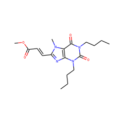 CCCCn1c(=O)c2c(nc(/C=C/C(=O)OC)n2C)n(CCCC)c1=O ZINC000012405701