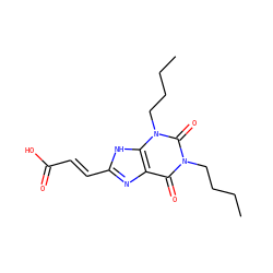 CCCCn1c(=O)c2nc(/C=C/C(=O)O)[nH]c2n(CCCC)c1=O ZINC000012405700