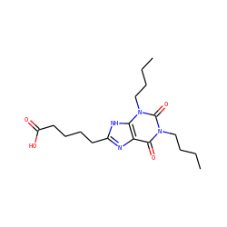 CCCCn1c(=O)c2nc(CCCCC(=O)O)[nH]c2n(CCCC)c1=O ZINC000012405705