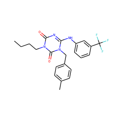 CCCCn1c(=O)nc(Nc2cccc(C(F)(F)F)c2)n(Cc2ccc(C)cc2)c1=O ZINC000143008555