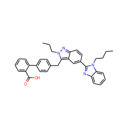 CCCCn1c(-c2ccc3nn(CCC)c(Cc4ccc(-c5ccccc5C(=O)O)cc4)c3c2)nc2ccccc21 ZINC000103263785