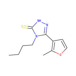 CCCCn1c(-c2ccoc2C)n[nH]c1=S ZINC000005898054