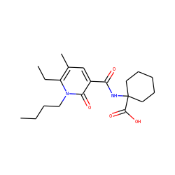 CCCCn1c(CC)c(C)cc(C(=O)NC2(C(=O)O)CCCCC2)c1=O ZINC000084596864