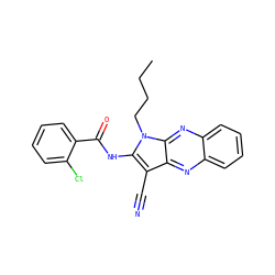 CCCCn1c(NC(=O)c2ccccc2Cl)c(C#N)c2nc3ccccc3nc21 ZINC000002278205