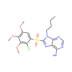CCCCn1c(S(=O)(=O)c2cc(OC)c(OC)c(OC)c2Cl)nc2c(N)ncnc21 ZINC000013642821