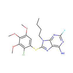 CCCCn1c(Sc2cc(OC)c(OC)c(OC)c2Cl)nc2c(N)nc(F)nc21 ZINC000013642807