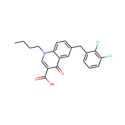 CCCCn1cc(C(=O)O)c(=O)c2cc(Cc3cccc(Cl)c3Cl)ccc21 ZINC000033817949