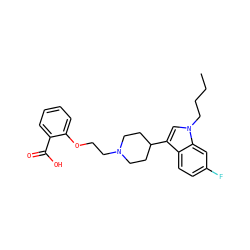 CCCCn1cc(C2CCN(CCOc3ccccc3C(=O)O)CC2)c2ccc(F)cc21 ZINC000013586282