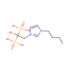 CCCCn1cc[n+](CC(O)(P(=O)(O)O)P(=O)(O)O)c1 ZINC000095589259