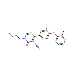CCCCn1ccc(-c2ccc(Oc3cccnc3C)c(Cl)c2)c(C#N)c1=O ZINC000084669958