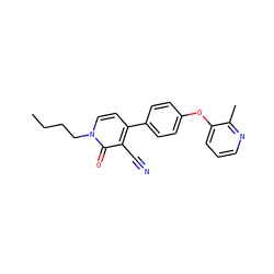 CCCCn1ccc(-c2ccc(Oc3cccnc3C)cc2)c(C#N)c1=O ZINC000084670279