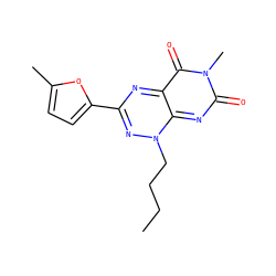 CCCCn1nc(-c2ccc(C)o2)nc2c(=O)n(C)c(=O)nc1-2 ZINC000043078781