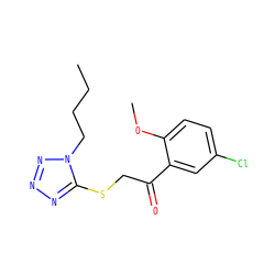CCCCn1nnnc1SCC(=O)c1cc(Cl)ccc1OC ZINC000004883003
