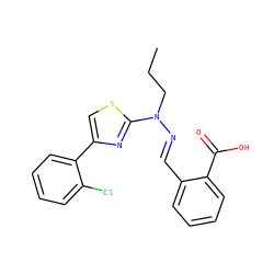 CCCN(/N=C/c1ccccc1C(=O)O)c1nc(-c2ccccc2Cl)cs1 ZINC001772611091