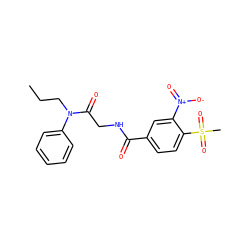 CCCN(C(=O)CNC(=O)c1ccc(S(C)(=O)=O)c([N+](=O)[O-])c1)c1ccccc1 ZINC000095602489