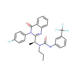 CCCN(C(=O)Nc1cccc(C(F)(F)F)c1)[C@@H](C)c1nc2ccccc2c(=O)n1-c1ccc(F)cc1 ZINC000035038894