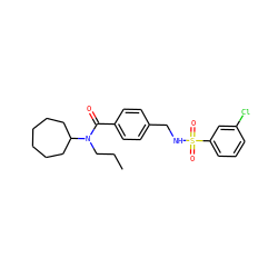 CCCN(C(=O)c1ccc(CNS(=O)(=O)c2cccc(Cl)c2)cc1)C1CCCCCC1 ZINC000043059321