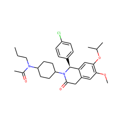 CCCN(C(C)=O)C1CCC(N2C(=O)Cc3cc(OC)c(OC(C)C)cc3[C@@H]2c2ccc(Cl)cc2)CC1 ZINC000169708280