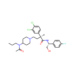 CCCN(C(C)=O)C1CCN(CC[C@](C)(C(=O)N[C@@H](CO)c2ccc(F)cc2)c2ccc(Cl)c(Cl)c2)CC1 ZINC000043203082