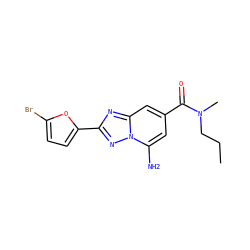 CCCN(C)C(=O)c1cc(N)n2nc(-c3ccc(Br)o3)nc2c1 ZINC000026975518