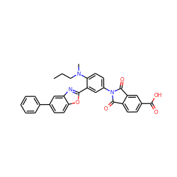 CCCN(C)c1ccc(N2C(=O)c3ccc(C(=O)O)cc3C2=O)cc1-c1nc2cc(-c3ccccc3)ccc2o1 ZINC000026978874