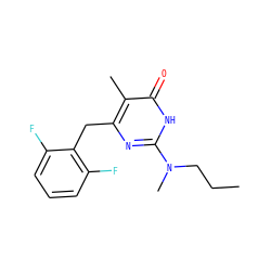 CCCN(C)c1nc(Cc2c(F)cccc2F)c(C)c(=O)[nH]1 ZINC000028866195