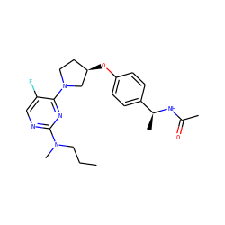 CCCN(C)c1ncc(F)c(N2CC[C@@H](Oc3ccc([C@H](C)NC(C)=O)cc3)C2)n1 ZINC000261186112
