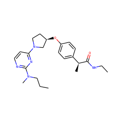 CCCN(C)c1nccc(N2CC[C@@H](Oc3ccc([C@H](C)C(=O)NCC)cc3)C2)n1 ZINC001772610968