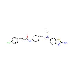 CCCN(CC[C@H]1CC[C@H](NC(=O)/C=C/c2ccc(Cl)cc2)CC1)[C@H]1CCc2nc(N)sc2C1 ZINC000254086029