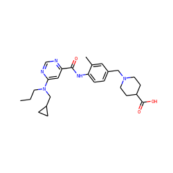 CCCN(CC1CC1)c1cc(C(=O)Nc2ccc(CN3CCC(C(=O)O)CC3)cc2C)ncn1 ZINC000143260117