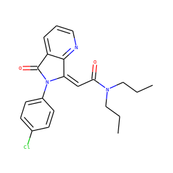 CCCN(CCC)C(=O)/C=C1\c2ncccc2C(=O)N1c1ccc(Cl)cc1 ZINC000013759895