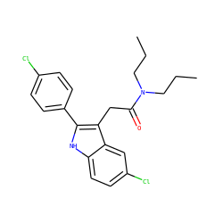CCCN(CCC)C(=O)Cc1c(-c2ccc(Cl)cc2)[nH]c2ccc(Cl)cc12 ZINC000001535097