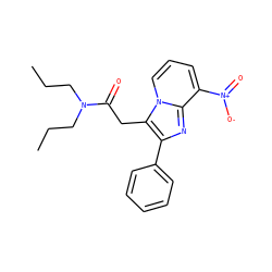 CCCN(CCC)C(=O)Cc1c(-c2ccccc2)nc2c([N+](=O)[O-])cccn12 ZINC000013801044