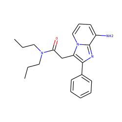 CCCN(CCC)C(=O)Cc1c(-c2ccccc2)nc2c(N)cccn12 ZINC000013801054
