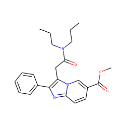 CCCN(CCC)C(=O)Cc1c(-c2ccccc2)nc2ccc(C(=O)OC)cn12 ZINC000001483334