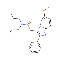 CCCN(CCC)C(=O)Cc1c(-c2ccccc2)nc2ccc(OC)cn12 ZINC000013765518