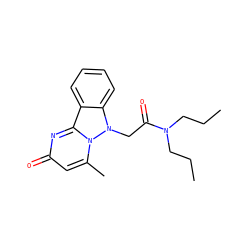CCCN(CCC)C(=O)Cn1c2ccccc2c2nc(=O)cc(C)n21 ZINC000002908527