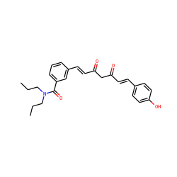 CCCN(CCC)C(=O)c1cccc(/C=C/C(=O)CC(=O)/C=C/c2ccc(O)cc2)c1 ZINC000139432788
