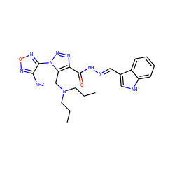 CCCN(CCC)Cc1c(C(=O)N/N=C/c2c[nH]c3ccccc23)nnn1-c1nonc1N ZINC000003633116