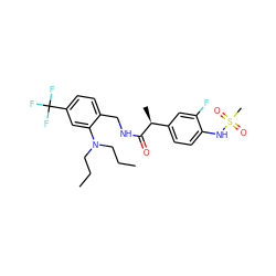 CCCN(CCC)c1cc(C(F)(F)F)ccc1CNC(=O)[C@@H](C)c1ccc(NS(C)(=O)=O)c(F)c1 ZINC000146586594